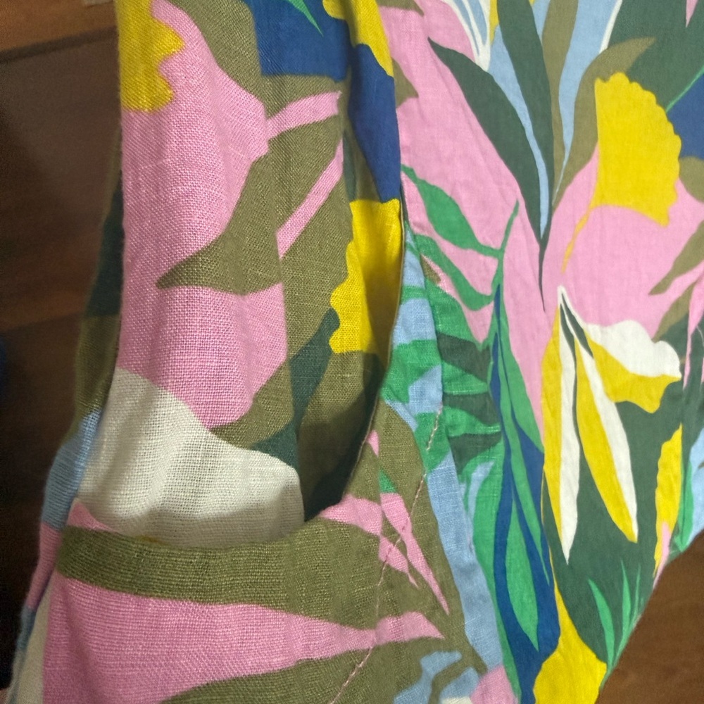 Boden Laurie Linen Floral & Leaf Print Shift Dress 12 - Picture 5 of 5